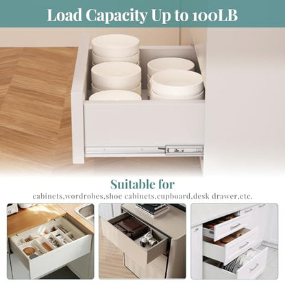 24 Inch 5 Pair Soft Close Drawer Slides, 3 Full Extension,Kitchen Cabinet Drawer Runners, 100LB Load Capacity - size: 24 Inch, style: Soft Close-5 Pair