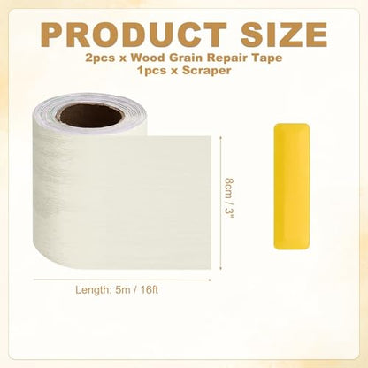 HARFINGTON Wood Grain Repair Tape 3" x16ft Self-Adhesive Repair Patch - color: Beige Wood, size: 3" x 16ft