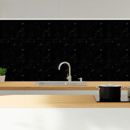 20 Sheets Peel and Stick Backsplash, 11.8"x11.8" Stick on Backsplash Tile Stickers Self Adhesive Backsplash Tile for Kitchen Bathroom Laundry Room - color: Black Marble, size: 20 PACK