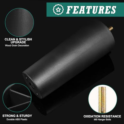 4pcs Plastic Furniture Legs 6-1/4" with T-Nuts, M8-1.25 Bolt - size: 6-1/4 Inch, M8-1.25 Metric Thread Bolts