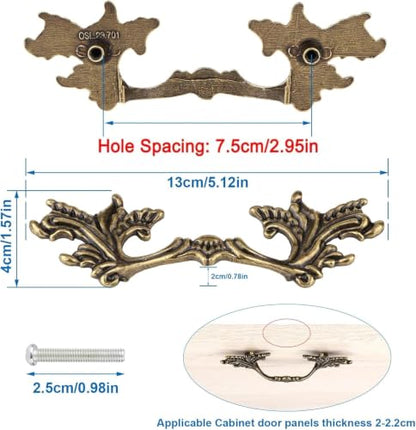 4Pcs French Provincial Drawer Pulls Antique Dresser Handles (Bronze) - color: Bronze