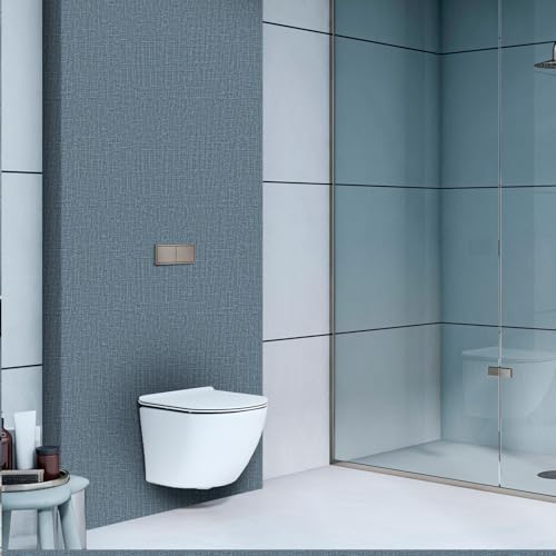 WADILE Grasscloth Peel and Stick Wallpaper 15.7in x 196.8in Navy Blue - color: Navy Blue, size: 15.7" x 196.8"
