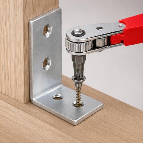 Right Angle Ratchet Screwdriver, 1pc Steel Manual Tool for Narrow Spaces - Forward/Reverse Switch, Non-Motorized, Red Handle for Electronics, Cars, Furniture Repair.