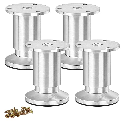 4 Inch Aluminum Alloy Adjustable Furniture Legs Heavy Duty Set of 4 - color: Aluminum Alloy-silver, size: 4 inches