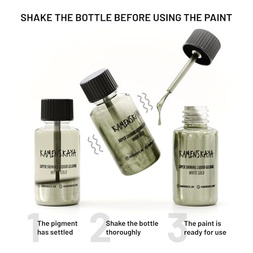 KAMENSKAYA White Gold Leaf Paint, Liquid Gilding Paint, 0.68 fl oz - color: White Gold, size: 0.68 Fl Oz (Pack of 1)