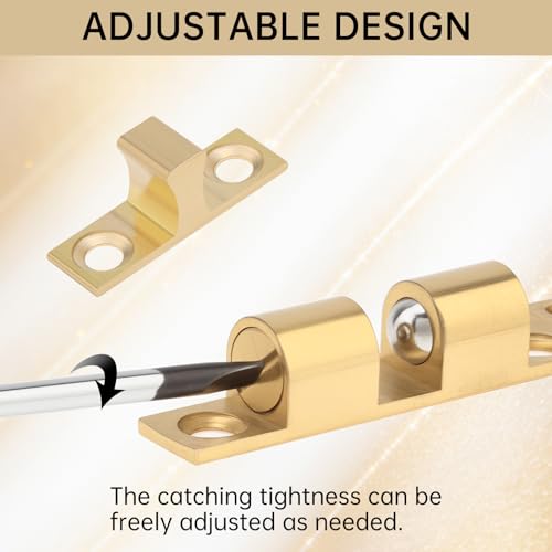 Double Roller Catch Cabinet Latches 40 mm,Solid Brass,Pack of 12,Gold - color: Gold, size: 40 mm
