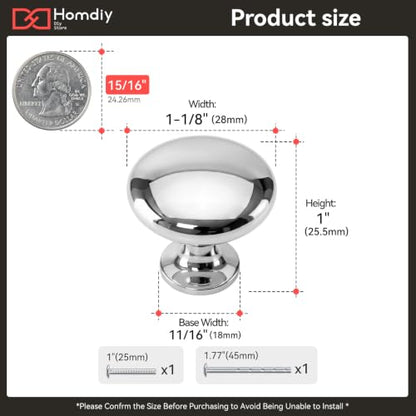 homdiy 30 Pack Polished Chrome Round Solid Zinc Alloy Cabinet Knobs - color: Polished Chrome
