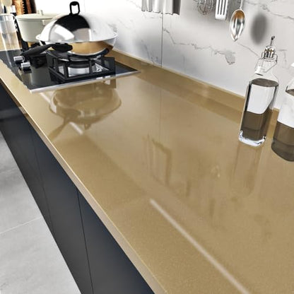 Wallercity Champagne Glitter Wallpaper Shiny Countertop Contact Paper - color: Champagne, size: 15.8"W x 118"L