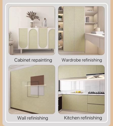 Fabric Grasscloth Texture Self-Adhesive Wallpaper Linen Peel and Stick Wallpaper Easy to Apply Removable Easy to Clean for Bedroom Livingroom Cabinet 16.5inx236.2in -Cyan Beige - color: cyan beige