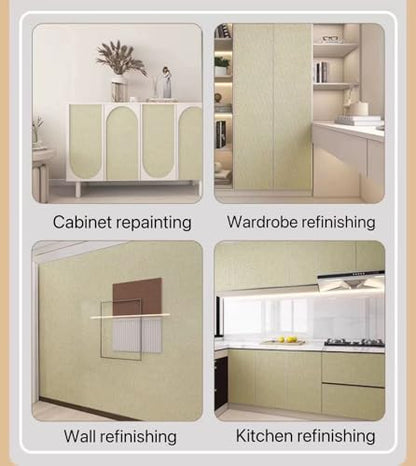 Fabric Grasscloth Texture Self-Adhesive Wallpaper Linen Peel and Stick Wallpaper Easy to Apply Removable Easy to Clean for Bedroom Livingroom Cabinet 16.5inx236.2in -Cyan Beige - color: cyan beige
