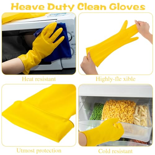 Rubber Reusable Gloves Long Household Dishwashing Gloves Kitchen Cleaning for Dishes Clean Gardening - color: Yellow, size: Large