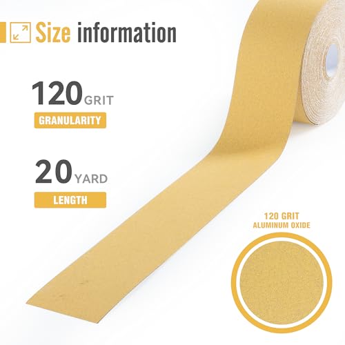 120 Grit Sandpaper Roll 20 Yard x 2-3/4” Wide PSA Longboard Sandpaper with Adhesive Backing Sand Paper for Woodworking,Automotive,Sanding Blocks - style: 120Grit