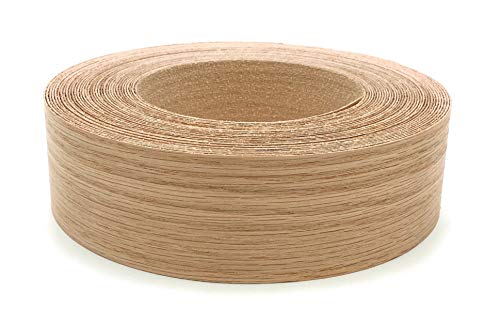 Edge Supply Red Oak 1-1/2" x 25' Roll Preglued, Wood Veneer Edge Banding, Iron on with Hot Melt Adhesive, Flexible Wood Tape Sanded to Perfection. Easy Application Wood Edging, Made in USA.