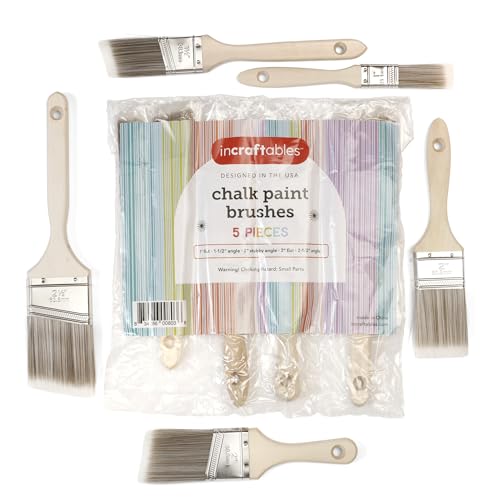 Incraftables Assorted Chalk Paint Brush Set (5pcs) – Natural Bristle Paint Brushes for Furniture, Chalk Painting & Wall Decor – Kids & Adults