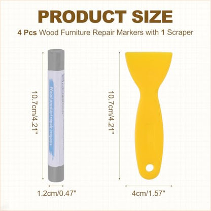 PATIKIL 4Pcs Wood Furniture Repair Markers with Scraper, Mixed Oil Grey - color: Mixed Oil Grey