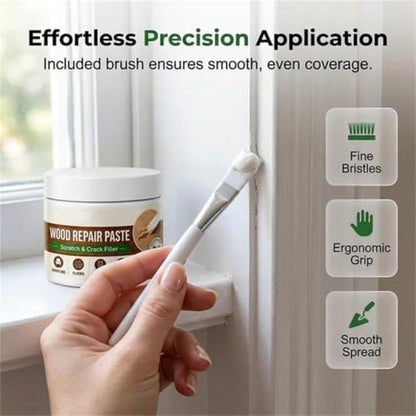 White Furniture Touch-Up Paste with Brush, Wood Filler Wall Repair Cream for Scratches, Fit Tables Cabinets Wooden Floors Walls