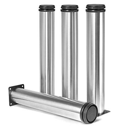 Stainless Steel Adjustable Furniture Legs 12 Inch - Silver - 4pcs - color: Silver, size: 12"