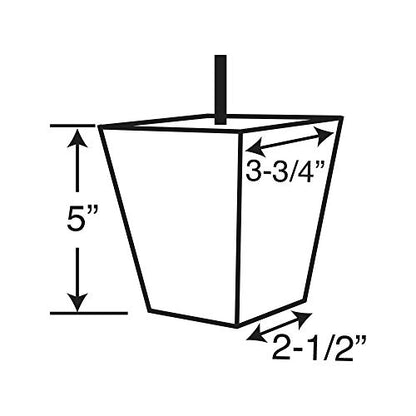 5 in. x 3-3/4 in. Espresso Solid Hardwood Square Bun Foot | 4 Pack with 4 Free Insert Nuts and Drill Bit