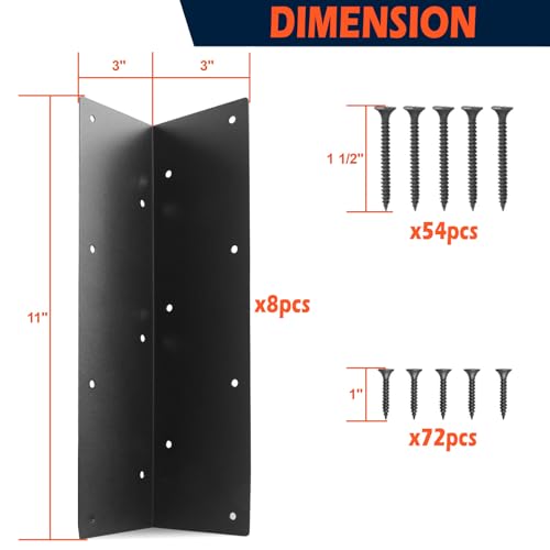 Set of 8 Raised Garden Bed Corner Brackets with Screws for 20"-24" Bed
