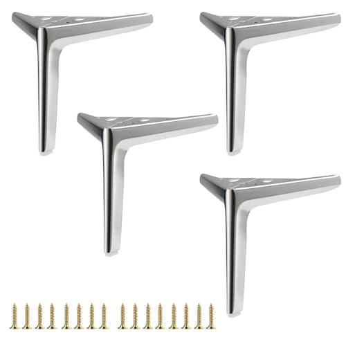 7 inch/18cm Shiny Silver Metal Furniture Legs Set of 4 - color: Shiny Chrome, size: 7 inch