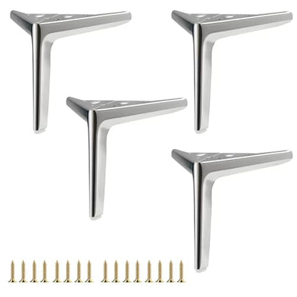 7 inch/18cm Shiny Silver Metal Furniture Legs Set of 4 - color: Shiny Chrome, size: 7 inch