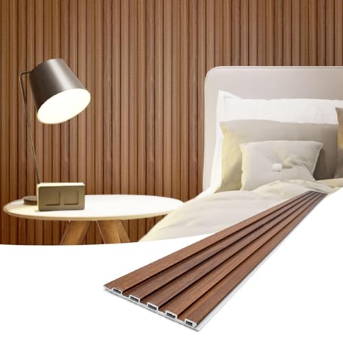 Art3d 96 x 6 Inch WPC 3D Wood Textured Slat Wall Panels, 8-Pack, Teak - color: Teak, size: 96 x 6 x 0.3 inches