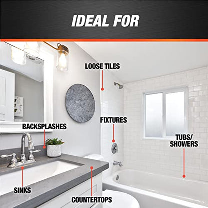 DAP Kwik Seal Kitchen & Bath Adhesive Caulk, White, 2.8 oz (7079800954) - size: 2.8 oz