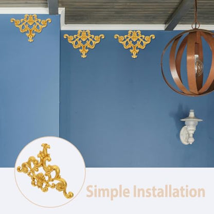 Corner Applique Wall Decor, Carved Decorative Onlay Furniture Trim