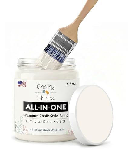 Chalky Chicks Aged Burlap 4 Fl Oz Chalk Paint for Furniture All in One - color: Aged Burlap (White), size: 4 Fl Oz (Pack of 1)