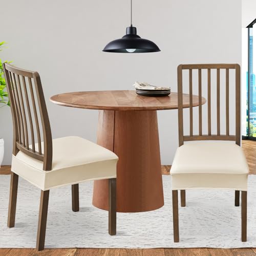 FUANGUI Dining Chair Covers Set of 2, Kitchen Chair Seat Covers - color: Pu-white