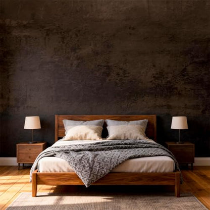 Bumoo Brown Peel and Stick Limewash Wallpaper 16'' x 590'' Coffee Concrete Self-Adhesive Cholocate Contact Paper Modern Texture Moody Leather Waterproof Matte Mural for Living Room Garage Kitchen - size: 590" x 16"