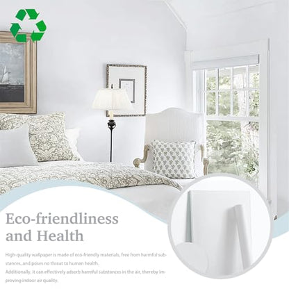 Dimoon 17.7''x118'' Peel and Stick Wallpaper White Contact Paper for New Environmentally Friendly Materials Thickening Upgrade Embossed Renter Friendly Wall Paper Modern Vinyl Wrap Countertop Bedroom - color: White, size: 17.7" x 118"