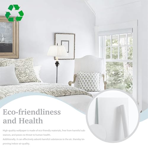 Dimoon 17.7''x393'' Peel and Stick Wallpaper White Contact Paper for New Environmentally Friendly Materials Thickening Upgrade Embossed Renter Friendly Wall Paper Modern Vinyl Wrap Countertop Bedroom - color: White, size: 17.7" x 393"