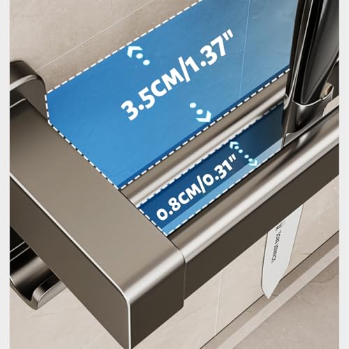 【No-Drill Adhesive for Kitchen】Utensil Rail with 8 Sliding Hooks – 11.8/15.75/19.69 Inch Rustproof Organizer for Pots, Lids & Tools, Scratch-Free Holder for Small Kitchens, Peel Off Without Damage - size: 11.81inch（30cm）