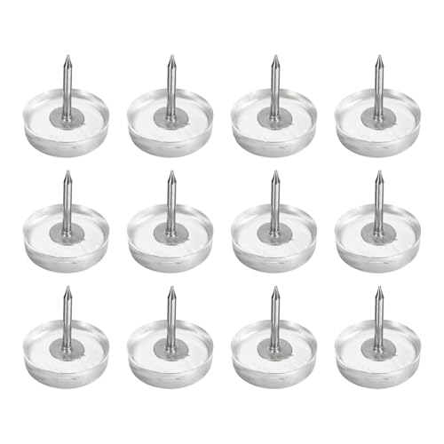 uxcell 12Pcs Furniture Sliders, 18mm Round Plastic Furniture Guides Nail-on Pads, Hardwood Floor Protectors for Chair, Table, Desk, Cabinet Leg, Transparent - size: 18mm