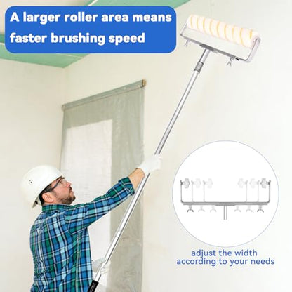 12 Pcs 18 Inch Paint Roller Kit, Large Paint Roller with Tray