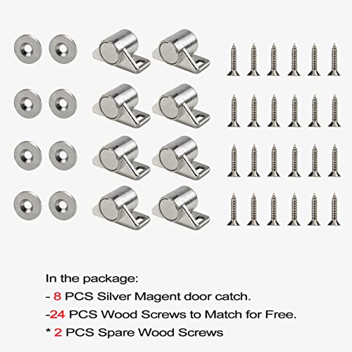 Keenkee 8 Pack Magnetic Cabinet Door Catch, Silver Color - color: Silver 8ps