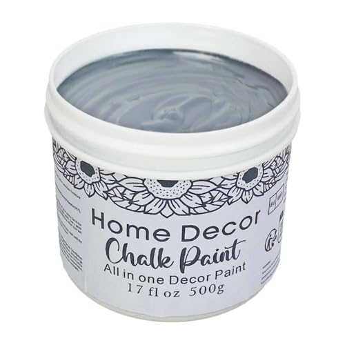 DGAGA 17OZ Dark Grey Furniture Paint Cream White Matte Finish Wood Cabinet Chalk Paste Odorless No Sanding DIY Home Decor Chalk Paint for Wooden Furniture, Crafts, Table, Chair - color: dark grey
