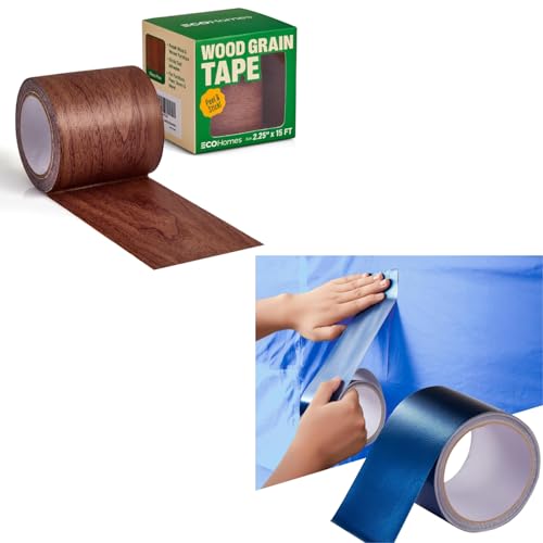 ECOHomes Bundle - 2.25 Inch by 15 FT Wood Grain Tape + 3 Inch by 25 FT Awning Repair Tape