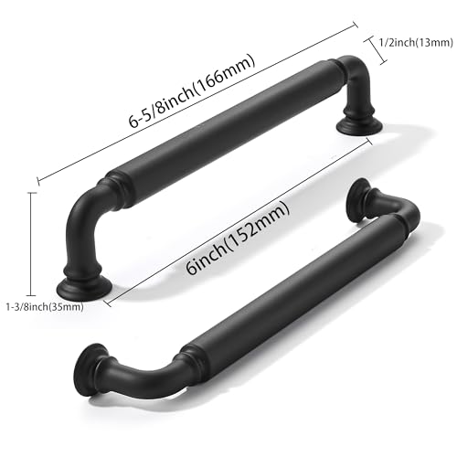 khtumeware 2-Pack Matte Black Heavy-Duty Solid Cabinet Pulls, 6 Inch (152mm) Hole Center, Drawer Pulls, Cabinet Hardware, Suitable for Kitchen Cabinets, Bathrooms and Dressers - color: Black, size: 6 Inch(152mm)Hole Center