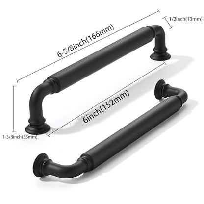 khtumeware 2-Pack Matte Black Heavy-Duty Solid Cabinet Pulls, 6 Inch (152mm) Hole Center, Drawer Pulls, Cabinet Hardware, Suitable for Kitchen Cabinets, Bathrooms and Dressers - color: Black, size: 6 Inch(152mm)Hole Center