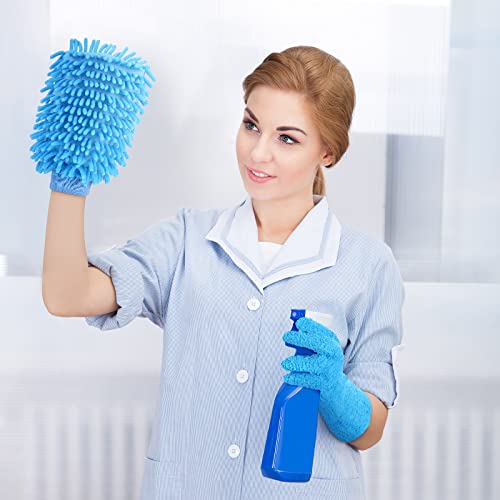 Potchen 6 Pcs Microfiber Dusting Mitt Glove for Plant - color: Pink, Blue