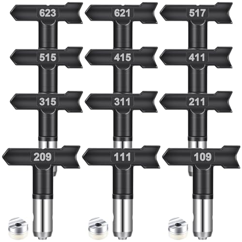 Zhengmy 12 Pcs Spray Tips, 109, 111, 209, 211, 311, 315, 411, 415, 515, 517 - size: 109, 111, 209, 211, 311, 315, 411, 415, 515, 517