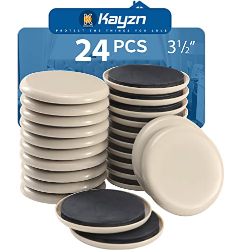 Furniture Sliders for Carpet, 24pcs 3.5" Heavy Duty Furniture Moving Pads - size: 24pcs 3.5" Beige
