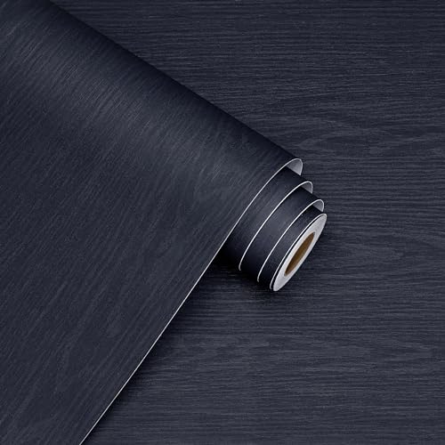 WESTICK 393" x 15.8" Wood Contact Paper Peel and Stick Countertops Waterproof Wood Wallpaper Textured Navy Wooden Wallpaper Self Adhesive Wood Look Contact Paper for Cabinets Desk RV Counter Cover - color: 2.navy, size: 15.8" x 394"