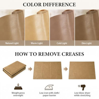 Faux Leather 1.00mm Upholstery Fabric by the Yard 55x108 Inch Light Tan - color: Light Tan, size: Pre Cut 3 Yard