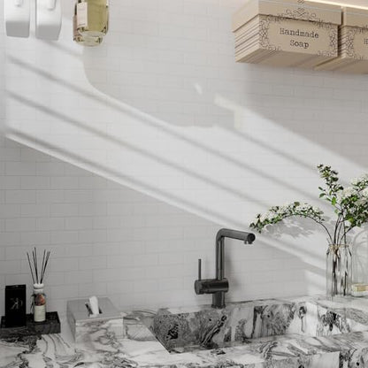 Peel and Stick Backsplash Tile, 20 Sheets White Subway Tile, 13.5" x 5.8" 3D PVC Self Adhesive Wall Tile for Kitchen, Bathroom, Fireplace, RV - color: White-white