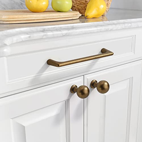 Asidrama 10 Pack 5 Inch(128mm) Antique Brass Cabinet Pulls Cabinet Handles Cupboard Handles Kitchen Cabinet Hardware for Cupboard Drawer Pulls - color: Antique Brass, size: 5" Hole Center, style: 10 Pack