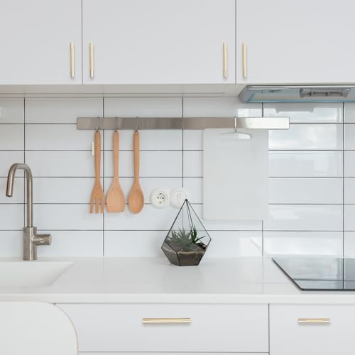 10 Pack 3.75 Inch Brushed Brass Kitchen Cabinet Handles - color: Brushed Brass, size: 3-3/4'' Hole Center(96mm)