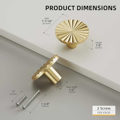 Goldenwarm 18Pack Gold Cabinet Knobs Drawer Dresser Knobs for Kitchen - size: Single Hole